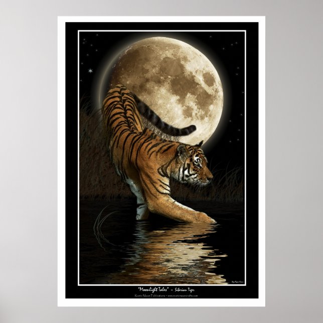 Bengale Tigre & Lune Art Imprimés & Affiches (Devant)