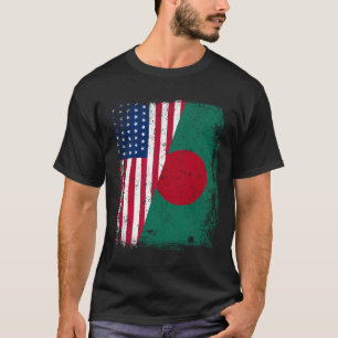 BENGALI ROOTS  Half American Flag  BANGLADESH T-Shirt