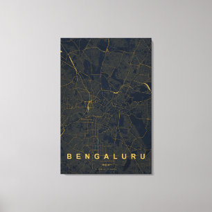 Bengaluru India City Map Minimal Design Canvas Print