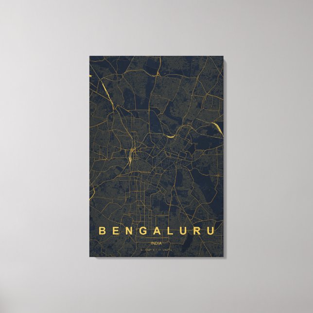 Bengaluru India City Map Minimal Design Canvas Print (Front)