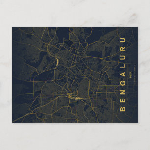 Bengaluru India City Map Minimal Design Postcard