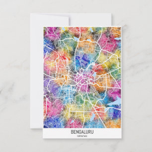 Bengaluru Karnataka City Map Thank You Card