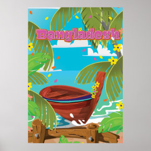 Bengladesh Caricature sur affiche de voyage.