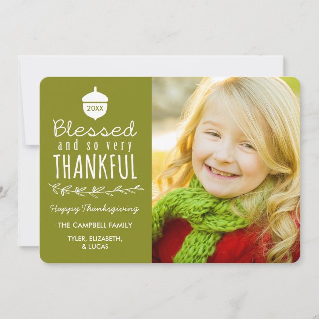 Béni et heureux Carte photo de Thanksgiving (Devant)