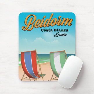 Benidorm beach travel poster mouse pad