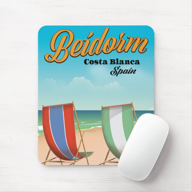 Benidorm beach travel poster mouse pad (With Mouse)