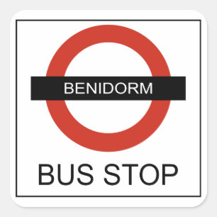Benidorm Bus Stop Square Sticker