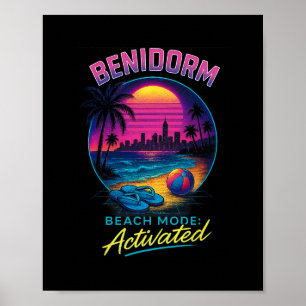 Benidorm Spain Beach Mode Activated Retro Vacation Poster