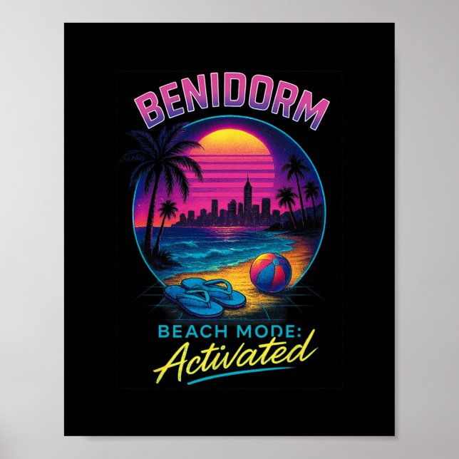 Benidorm Spain Beach Mode Activated Retro Vacation Poster (Front)