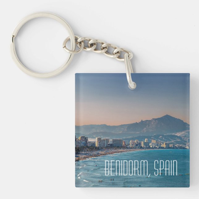 Benidorm, Spain coastal shot keychain (Front)