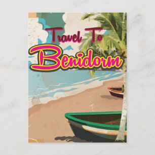 Benidorm,Spain Vintage vacation Poster Postcard