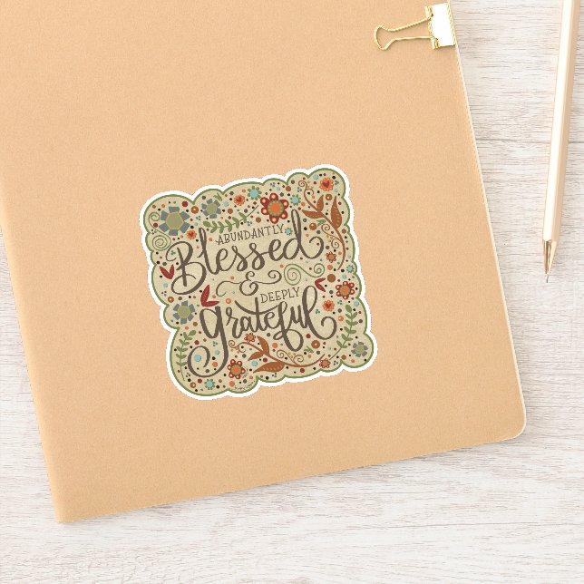 Bénie et Grateful amusant Folk Inspirivity Sticker (Carnet)
