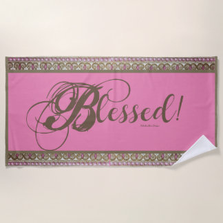 Bénie ! Serviette de plage fantaisie (Rose)