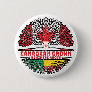 Benin Beninese Canadian Canada Tree Roots Flag 2 Inch Round Button