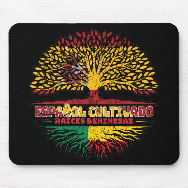 Benin Beninese Spanish Spain Tree Roots Flag Mouse Pad (Front)