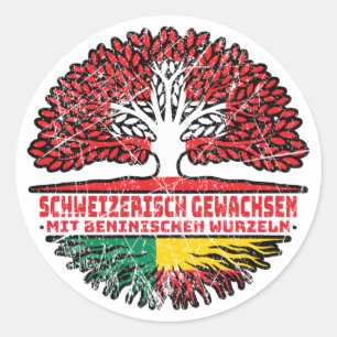 Benin Beninisch Schweizer Schweiz Baum Wurzel Flag Classic Round Sticker