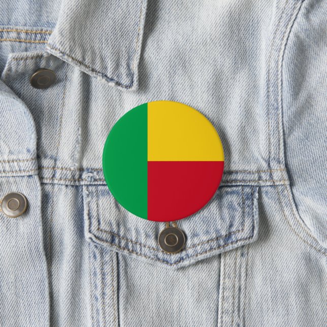 Benin flag 3 inch round button (In Situ)
