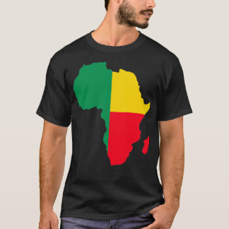 Benin Flag Clipped Inside Africa Map T-Shirt