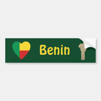 Benin Flag Heart + Map Bumper Sticker