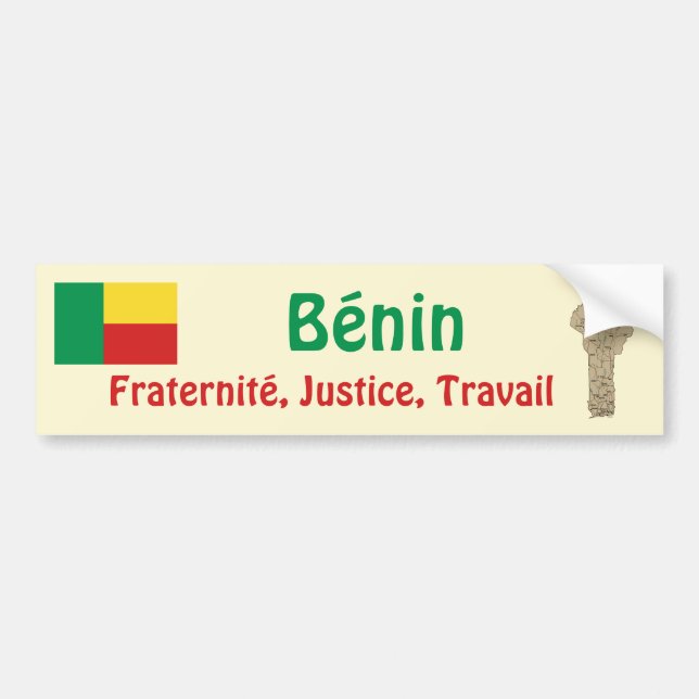 Benin Flag + Map Bumper Sticker (Front)