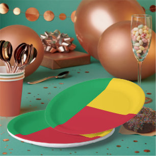 Benin flag paper plate