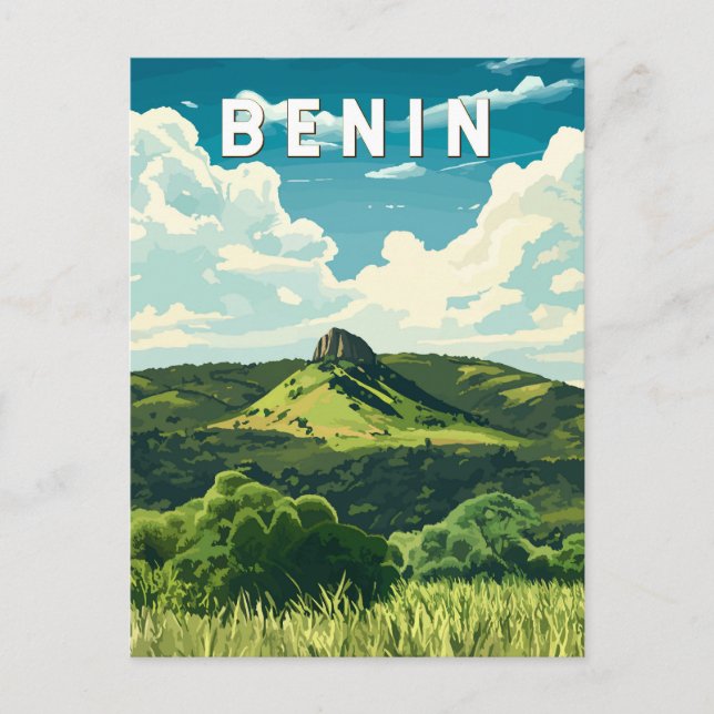 Benin Illustration Travel Art Vintage Postcard (Front)