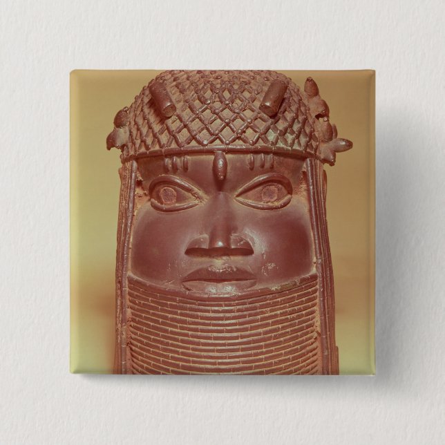 Benin mask 2 inch square button (Front)