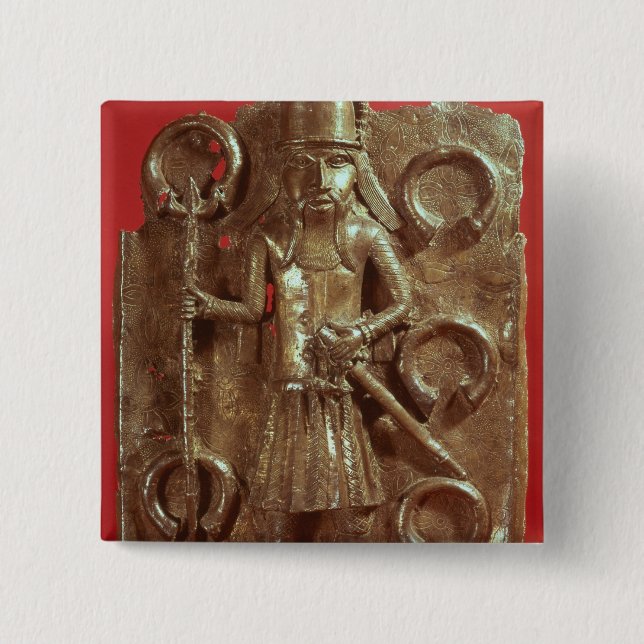 Benin plaque 2 inch square button (Front)