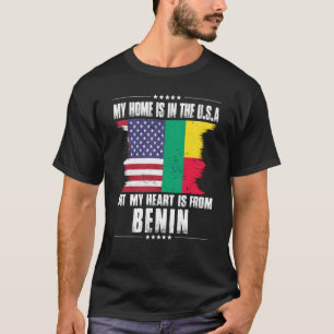 Beninese American Patriot Grown Proud Home Heart U T-Shirt