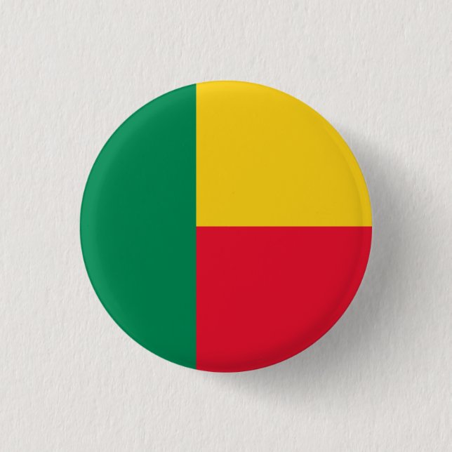 Beninese Flag, Flag of Benin 1 Inch Round Button (Front)