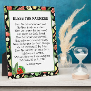 Bénissez les agriculteurs poème Plaque