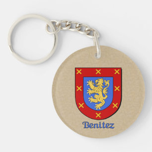 Benitez Historical Shield with Flag of Spain Keychain