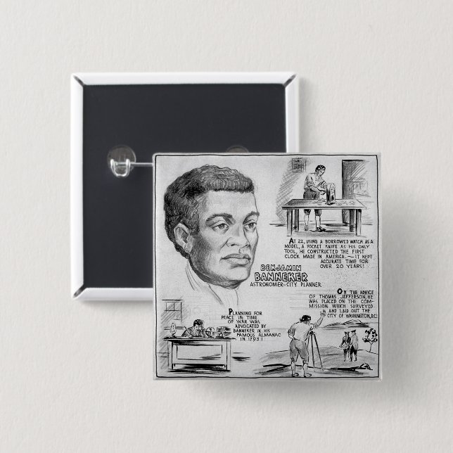 Benjamin Banneker: Black Scientist & Revolutionary 2 Inch Square Button (Front & Back)