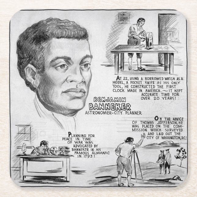 Benjamin Banneker: Black Scientist & Revolutionary Square Paper Coaster (Front)