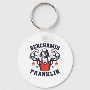 Benjamin Benchamin Franklin Bench Press Bodybuildi Keychain