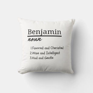 Benjamin, Boy Personalised Name Definition Throw Pillow