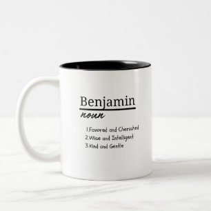 Benjamin, Boy Personalised Name Definition Two-Tone Coffee Mug