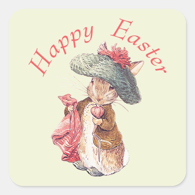 Benjamin Bunny Happy Easter Square Sticker (Front)