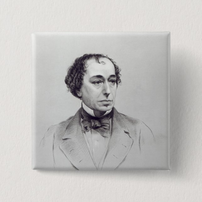 Benjamin Disraeli, 1st Earl Beaconsfield 2 Inch Square Button (Front)