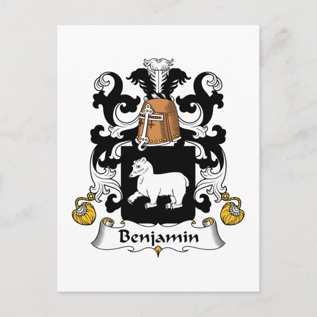 Benjamin Family Crest Postcard (Front)