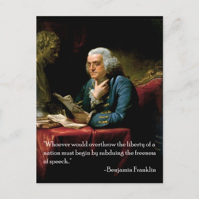 Benjamin_Franklin_1767 quote on speech Postcard (Front)
