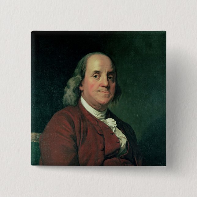 Benjamin Franklin, 1782 2 Inch Square Button (Front)