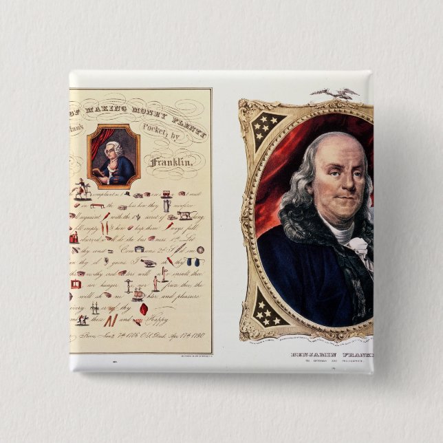 Benjamin Franklin  1847 2 Inch Square Button (Front)