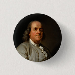 BENJAMIN FRANKLIN 1 INCH ROUND BUTTON