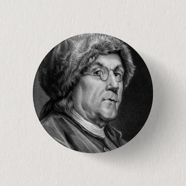 BENJAMIN FRANKLIN 1 INCH ROUND BUTTON (Front)