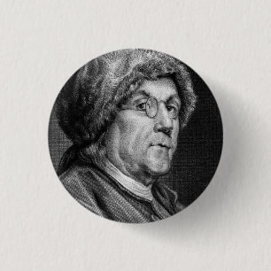 BENJAMIN FRANKLIN 1 INCH ROUND BUTTON