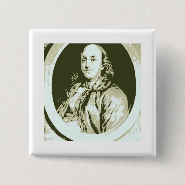 Benjamin Franklin 2 Inch Square Button (Front)
