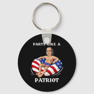 Benjamin Franklin 4th Of July USA Patriot Fun  Keychain