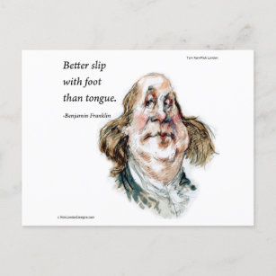 Benjamin Franklin Caricature & Quote  Postcard