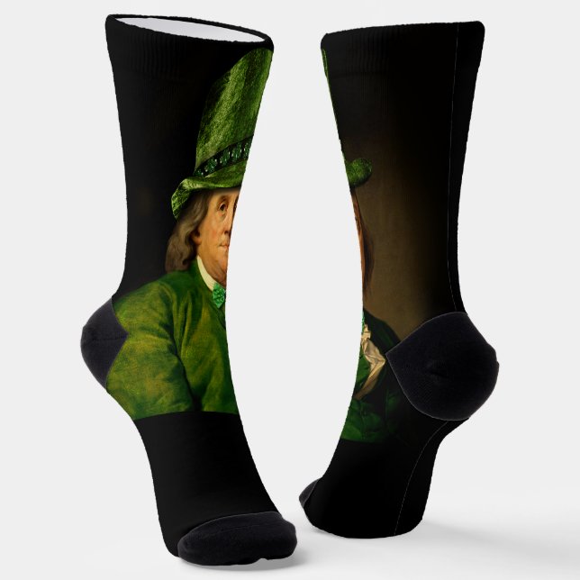 Benjamin Franklin Clover St Patrick's Day Socks (Angled)